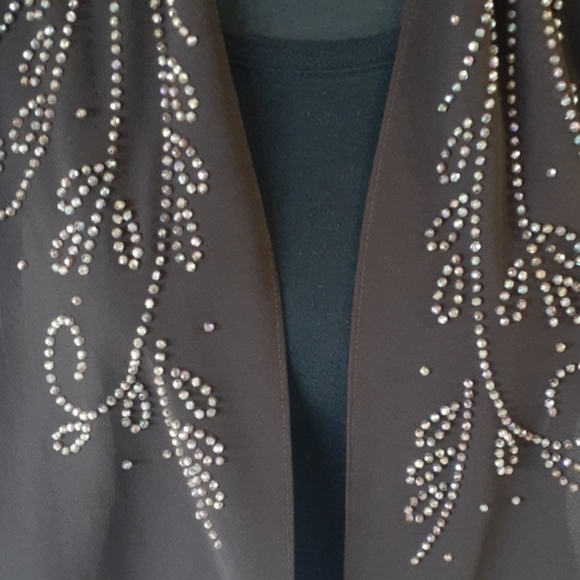 R & M RICHARDS BEADED OPEN FRONT CHIFFON DUSTER - Picture 6 of 8